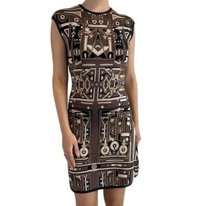 Mary Katrantzou Mini Dress Metallic Knit Colorful Artsy Aztec Size Extra Small